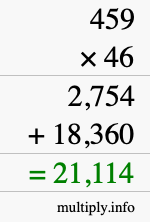 How to calculate 459 times 46 using long multiplication