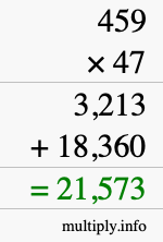 How to calculate 459 times 47 using long multiplication