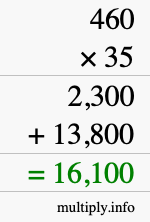 How to calculate 460 times 35 using long multiplication How to calculate 460 times 35 using long multiplication