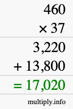 How to calculate 460 times 37 using long multiplication