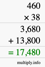 How to calculate 460 times 38 using long multiplication