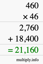 How to calculate 460 times 46 using long multiplication