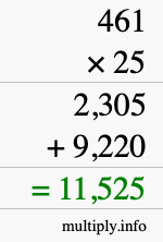 How to calculate 461 times 25 using long multiplication How to calculate 461 times 25 using long multiplication