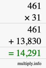 How to calculate 461 times 31 using long multiplication