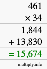How to calculate 461 times 34 using long multiplication