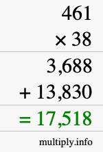 How to calculate 461 times 38 using long multiplication