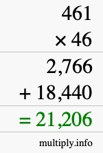 How to calculate 461 times 46 using long multiplication