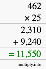 How to calculate 462 times 25 using long multiplication How to calculate 462 times 25 using long multiplication