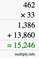 How to calculate 462 times 33 using long multiplication