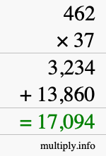 How to calculate 462 times 37 using long multiplication