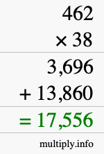 How to calculate 462 times 38 using long multiplication