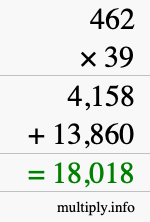 How to calculate 462 times 39 using long multiplication
