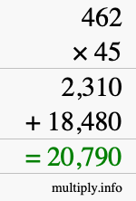 How to calculate 462 times 45 using long multiplication How to calculate 462 times 45 using long multiplication