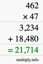 How to calculate 462 times 47 using long multiplication