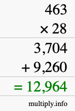 How to calculate 463 times 28 using long multiplication
