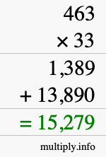 How to calculate 463 times 33 using long multiplication