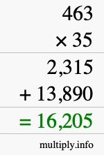How to calculate 463 times 35 using long multiplication How to calculate 463 times 35 using long multiplication