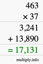 How to calculate 463 times 37 using long multiplication