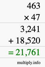 How to calculate 463 times 47 using long multiplication