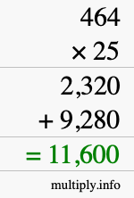 How to calculate 464 times 25 using long multiplication How to calculate 464 times 25 using long multiplication