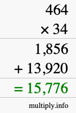 How to calculate 464 times 34 using long multiplication