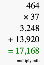 How to calculate 464 times 37 using long multiplication