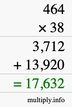 How to calculate 464 times 38 using long multiplication