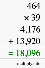 How to calculate 464 times 39 using long multiplication