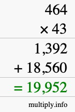 How to calculate 464 times 43 using long multiplication