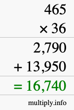 How to calculate 465 times 36 using long multiplication How to calculate 465 times 36 using long multiplication