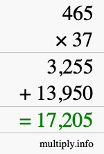 How to calculate 465 times 37 using long multiplication