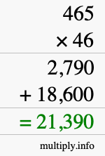 How to calculate 465 times 46 using long multiplication