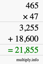 How to calculate 465 times 47 using long multiplication