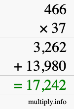 How to calculate 466 times 37 using long multiplication