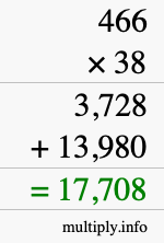 How to calculate 466 times 38 using long multiplication