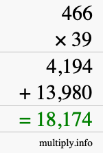 How to calculate 466 times 39 using long multiplication