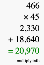 How to calculate 466 times 45 using long multiplication
