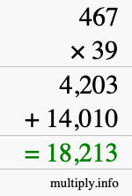 How to calculate 467 times 39 using long multiplication