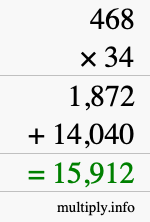 How to calculate 468 times 34 using long multiplication