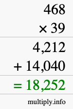 How to calculate 468 times 39 using long multiplication