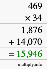 How to calculate 469 times 34 using long multiplication