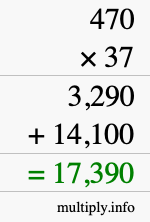 How to calculate 470 times 37 using long multiplication