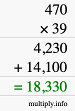 How to calculate 470 times 39 using long multiplication