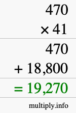 How to calculate 470 times 41 using long multiplication