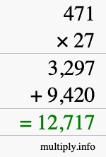 How to calculate 471 times 27 using long multiplication How to calculate 471 times 27 using long multiplication