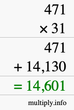 How to calculate 471 times 31 using long multiplication How to calculate 471 times 31 using long multiplication