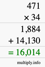 How to calculate 471 times 34 using long multiplication