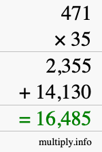 How to calculate 471 times 35 using long multiplication How to calculate 471 times 35 using long multiplication