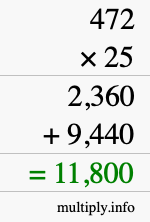 How to calculate 472 times 25 using long multiplication How to calculate 472 times 25 using long multiplication