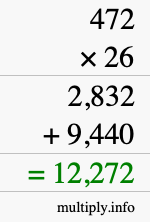 How to calculate 472 times 26 using long multiplication How to calculate 472 times 26 using long multiplication